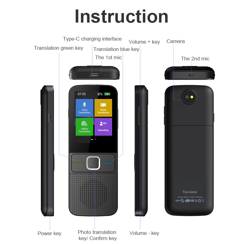 Translator Device T16 Language Photo Translation Offline Translator 138 Languages Smart Translation 