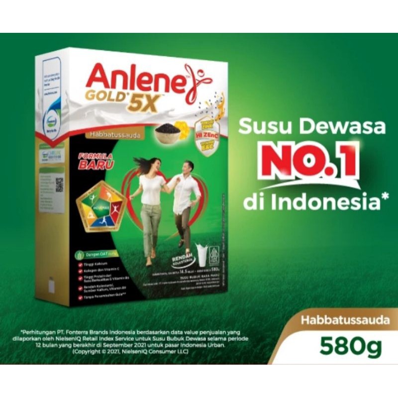 

Anlene Gold 5X Susu Bubuk Dewasa Habbatussauda 580g