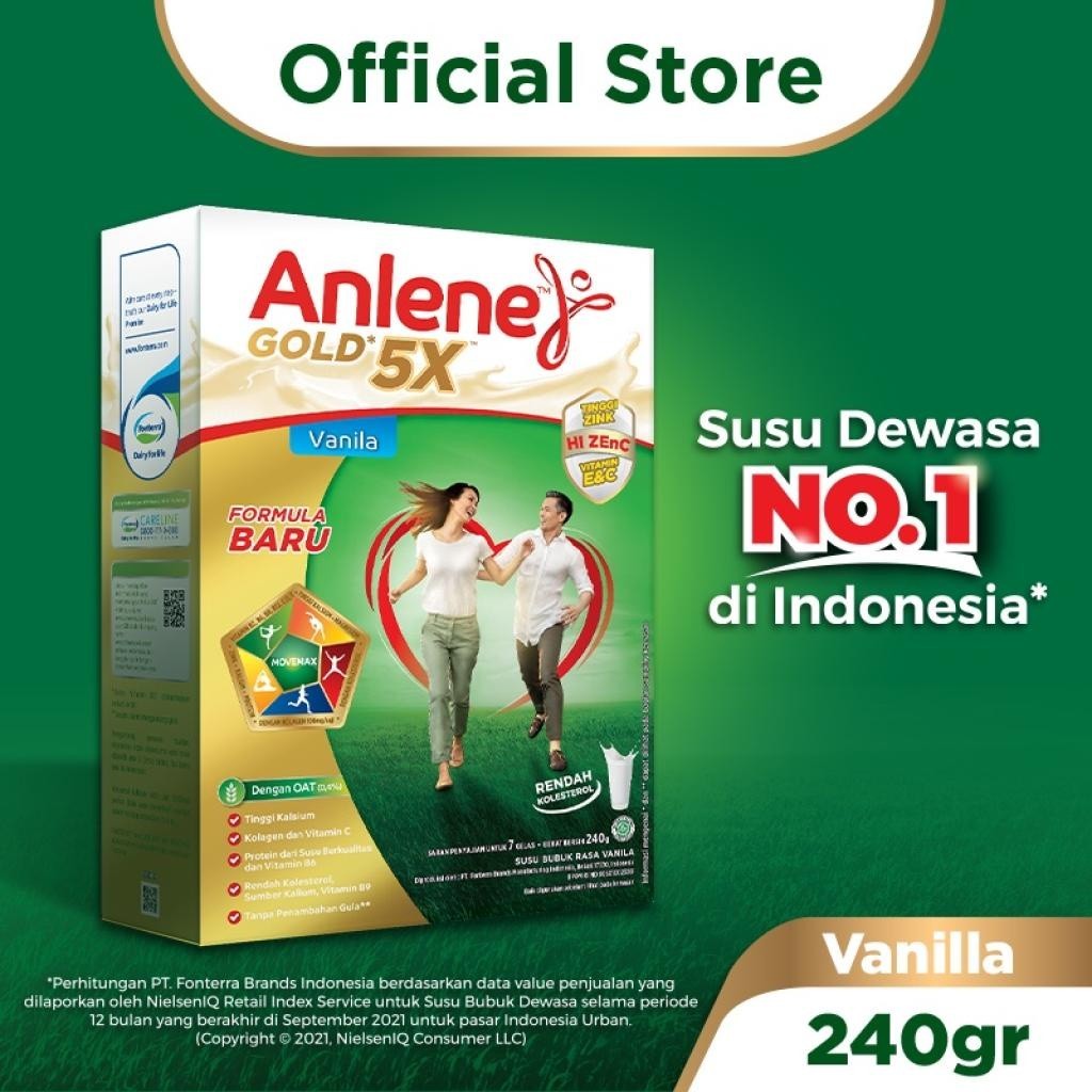 

Anlene Gold 5X Susu Bubuk Dewasa Vanila 230g - Nutrisi Tinggi Kalsium Untuk Tulang, Sendi, dan Otot