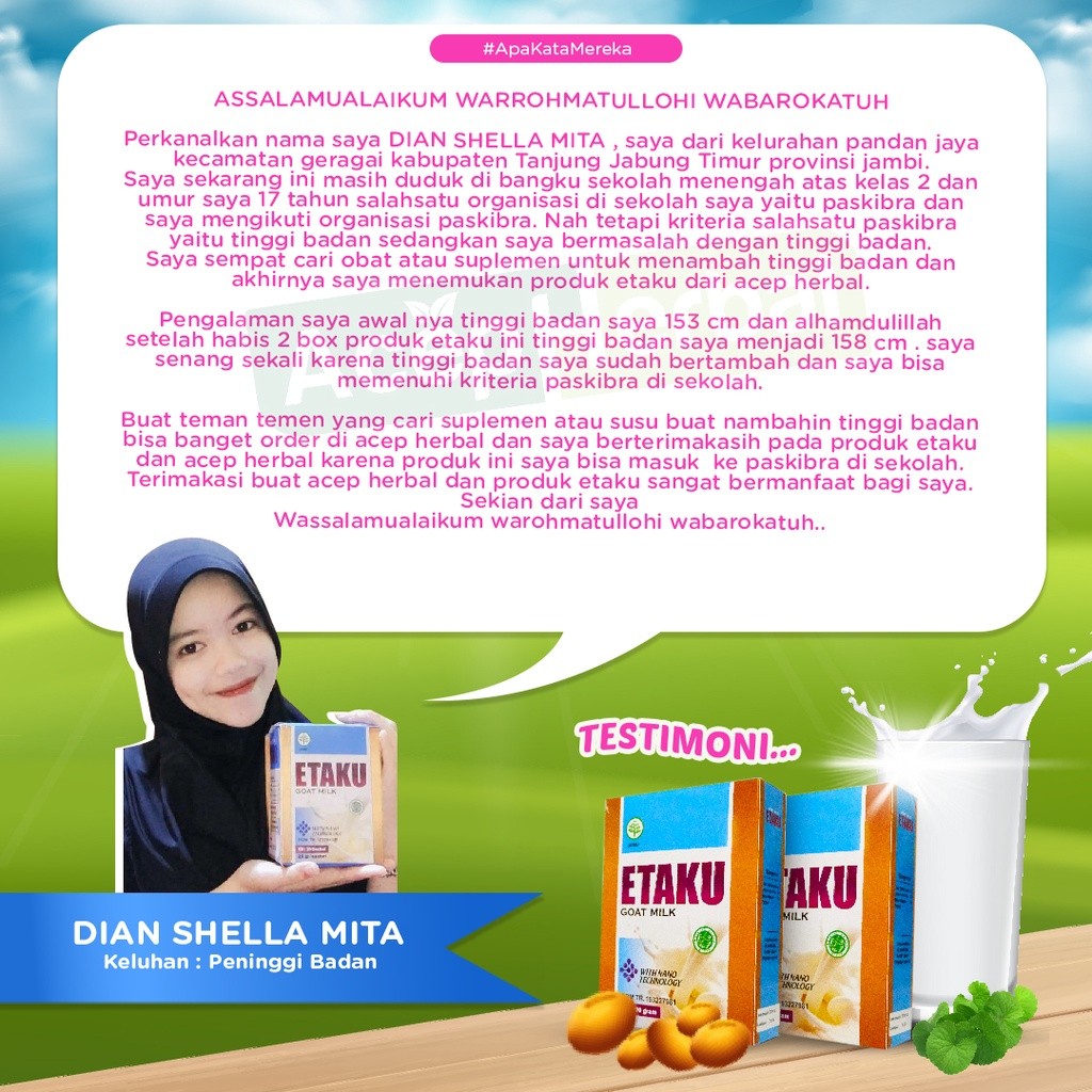 

Susu Peninggi Badan Anak Remaja dan Dewasa Walatra Etaku Goat Milk Asli Herbal BPOM