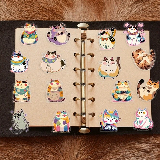 

50 Sheets Transparent Cartoon Cat Stickers Waterproof Pet Creative Scrapbooking Supplies For