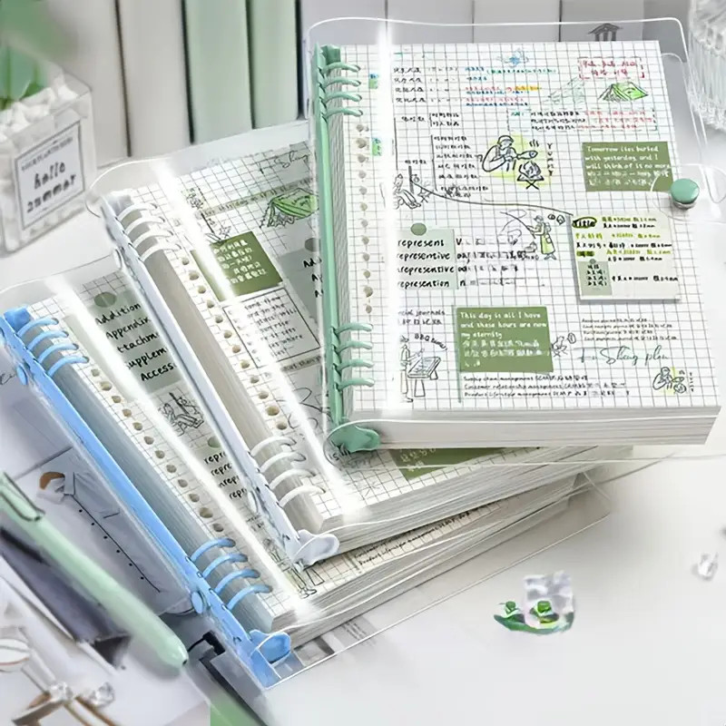 

240 Pages Diary A5 Transparent Soft Cover Loose Leaf Checkered Book School Notebooks Notebook