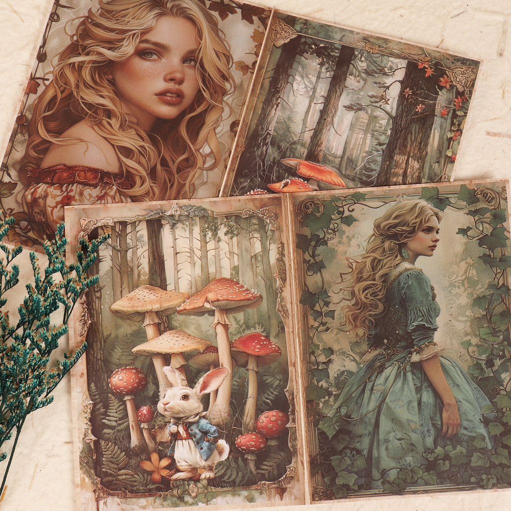 

Jaiiman54Pieces Girl Wonderland Diy Decoration Junk Journal Kits,For Arts Crafts,Holiday