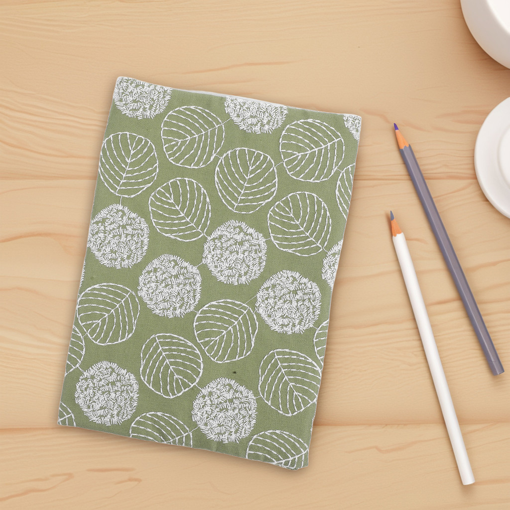 

Reusable Fabric Book Cover For Hardcover Washable Soft Cloth Protector Sleeve Green Pattern Notebook