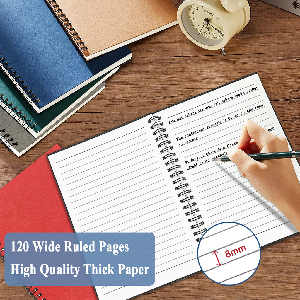 

Spiral Notebook A5, 21X14Cm 120 Lined Pages Plain 6 Colored Kraft Cover Lined Notebook For School