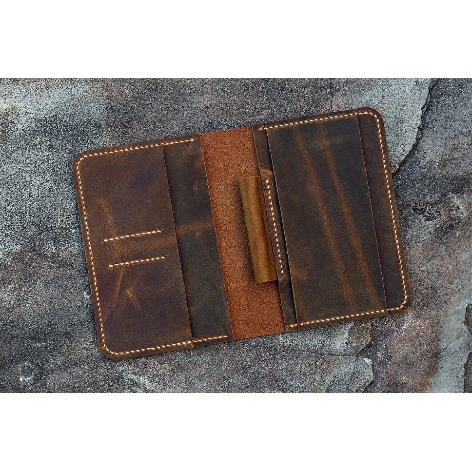 

Vintage A6 Notebook Field Notes Leather Portfolio Cover / Distressed Leather Travel Journal Cover