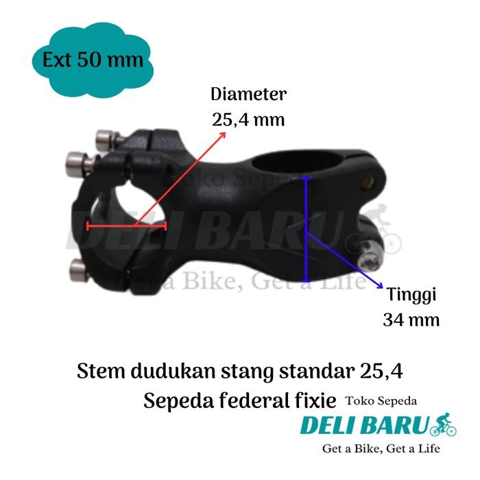 Polygon United - Deli Baru Stem Dudukan Stang Standar 25,4 Mm Ext 35 Mm 50 Mm Sepeda Mtb Federal