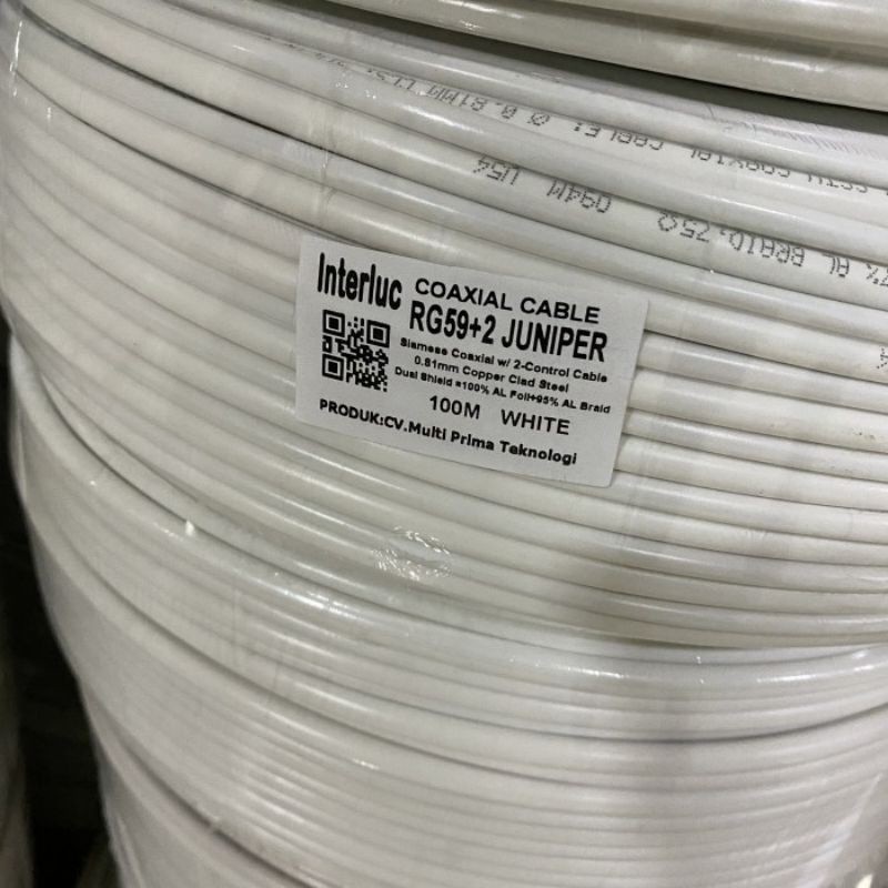 RB2233 Promo Kabel CCTV RG59 RG59P Putih 100M 100 METER EDGE 1 Roll Coaxial Power