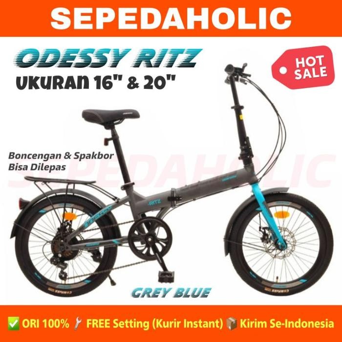 Sepeda Lipat Odessy Ritz 2052 16 & 20 Inch Terbaru 7 Speed Rem Cakram Bisa Ditambah Boncengan