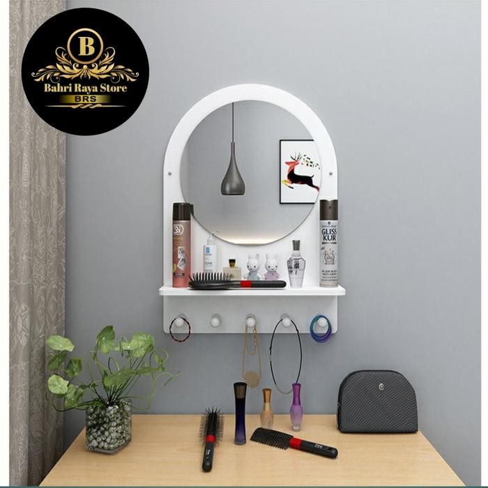 Rak Cermin Toilet Rak Cermin Bulat Rak Dinding Toilet Rak Serbaguna