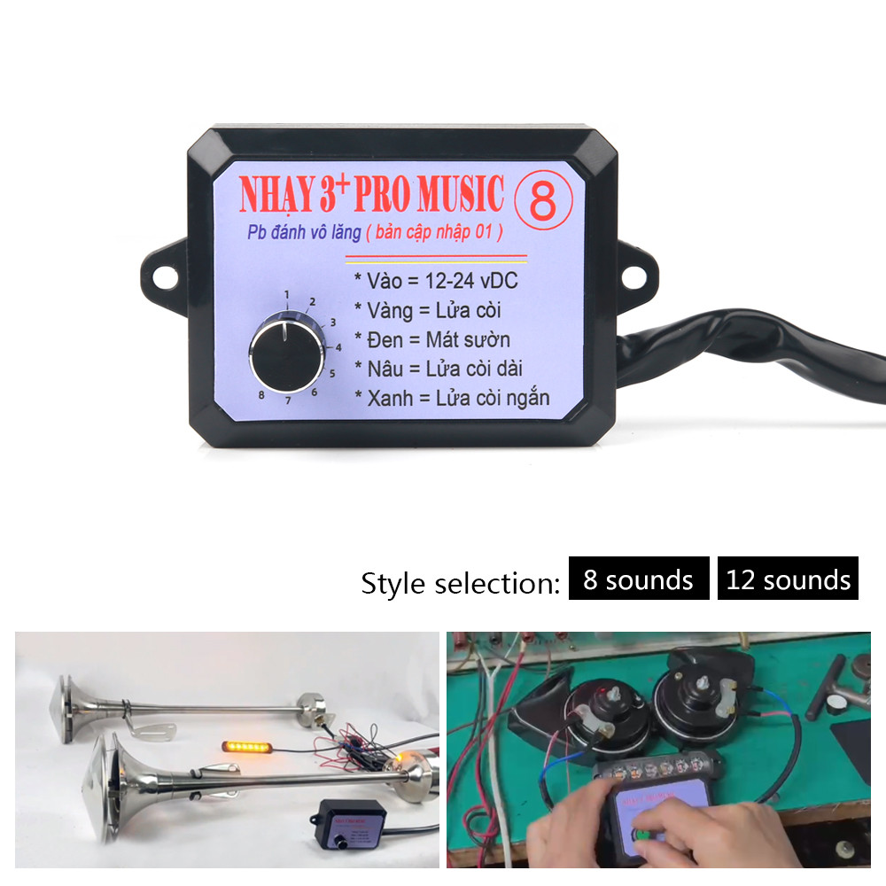 NEW 12V-24V 8 Sound and 12 Sound Musical Electronic Horn Controller 3+ Pro Horn Speaker Sound Contro