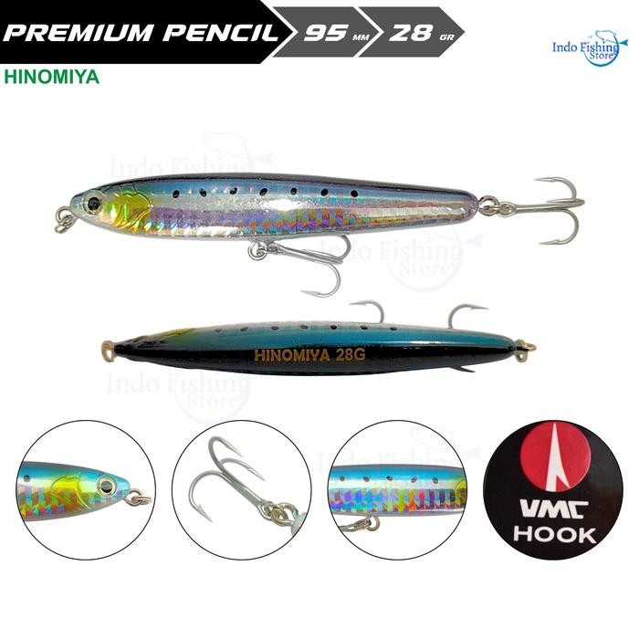 PREMIUM Umpan HINOMIYA Premium Pencil Sinking Minnow Lure 9,5cm 28gr Mancing GT Tengiri Jig Pancing