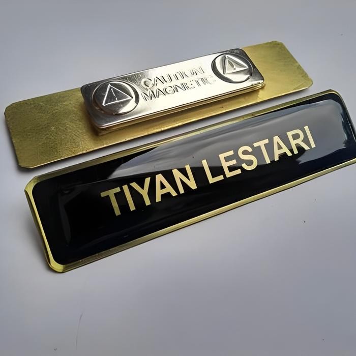 PREMIUM Name Tag Nama Dada Magnet Peniti Kuningan & Akrilik Resin - Satpam ,Guru, Dokter Perawat
