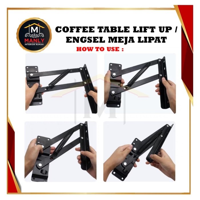 PREMIUM iNAKSA Engsel Hidrolik Extention Meja Lipat Lift Up & Down Coffee Table Engsel Naik Turun