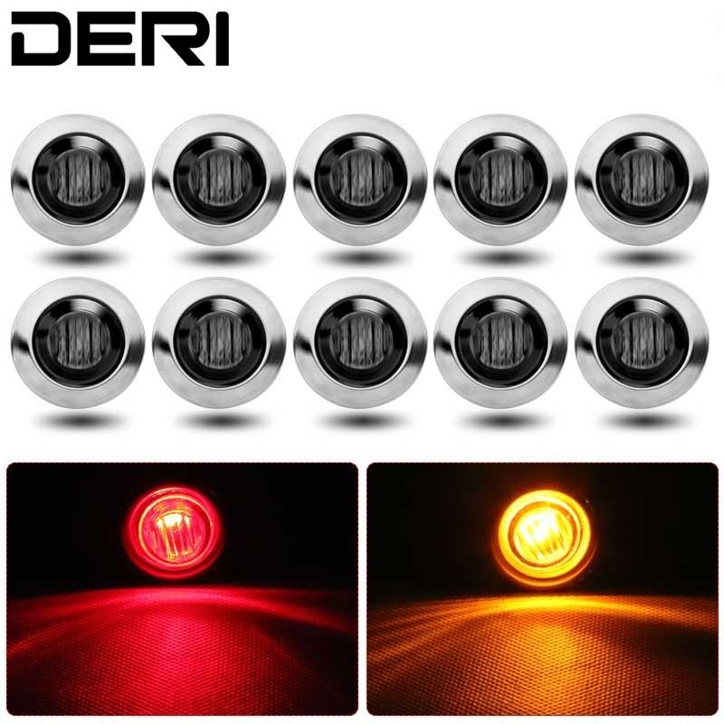 10 Buah 12V 24V LED Lampu Indikator Penanda Sisi Lampu Belakang Bulat Lampu Sinyal Tahan Air Merah K