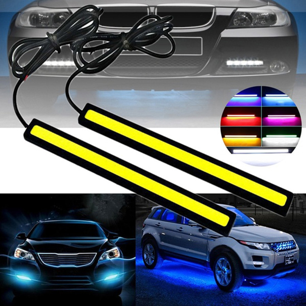 2 Buah COB DRL Strip Lampu Berjalan Siang Hari Lampu Interior Mobil Bar Lampu Hias Sekitar 17CM Lamp