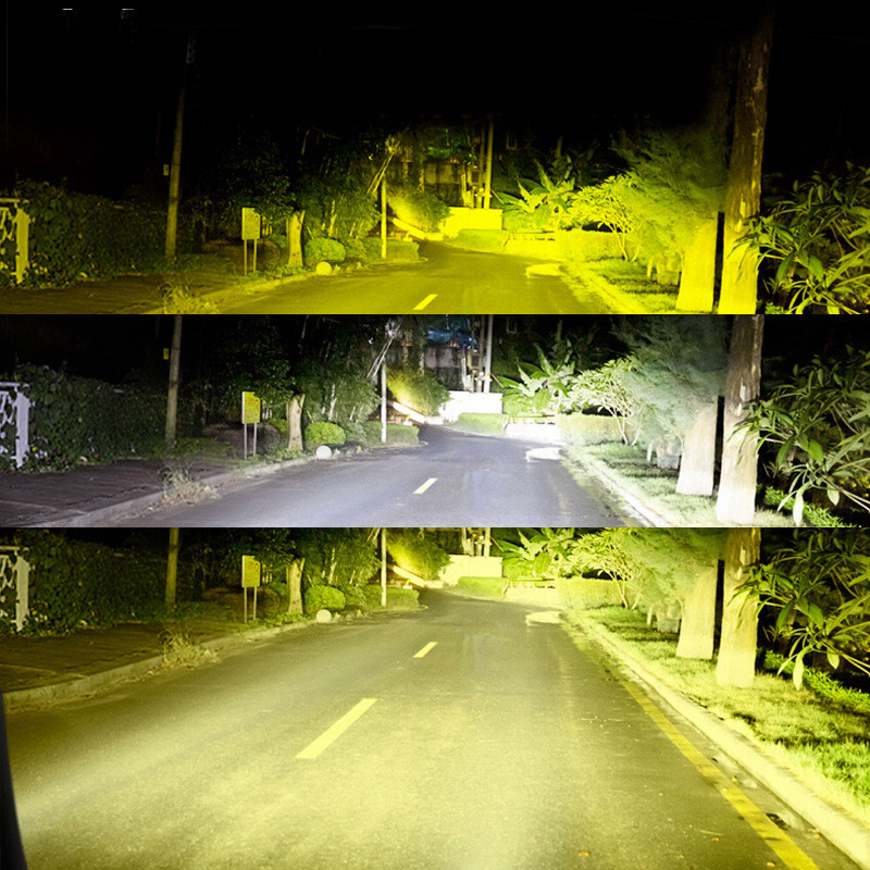 Lampu Depan LED Mobil Warna Ganda Kuning Putih 2X100W 3000K + 4300K ​​+ 6000K H4 H8 H11 HB3 9006 H7 