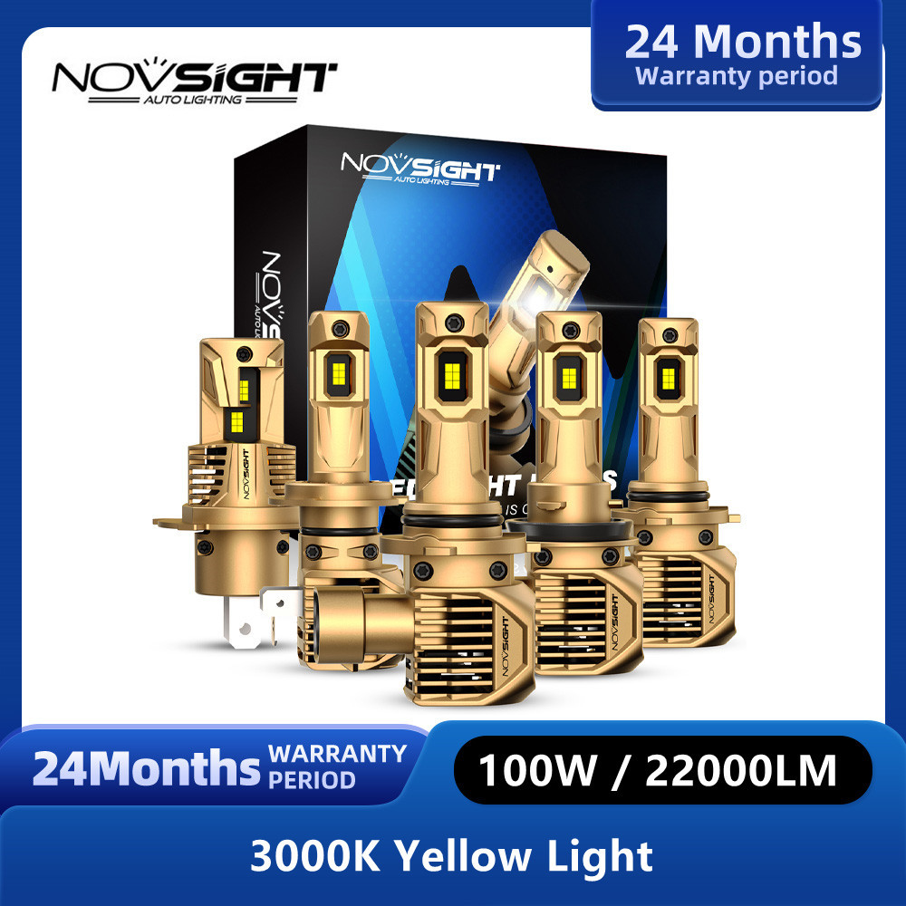 Novsight H7 Lampu Depan LED H4 Lampu LED untuk Mobil H11 LED 12V 9005 HB3 9006 HB4 3000K 22000LM 100