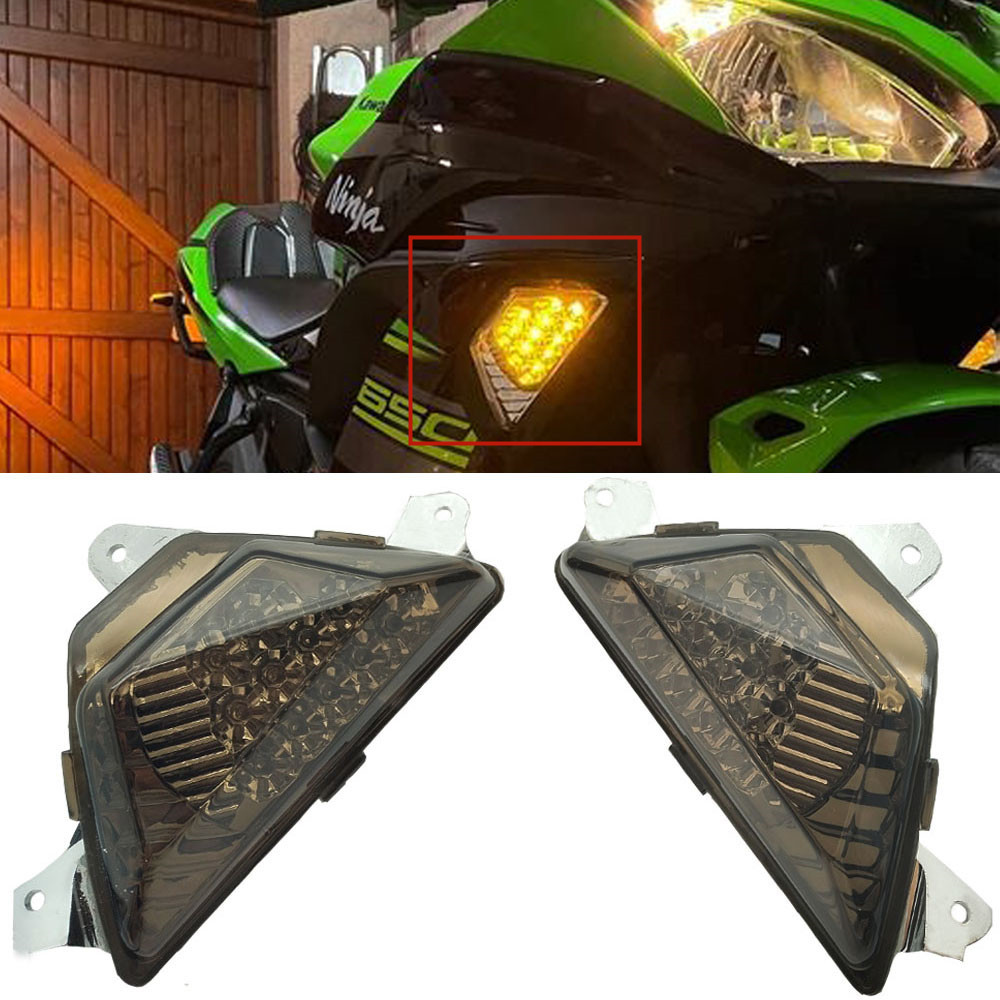 Lampu Sein LED Depan untuk KAWASAKI NINJA 250 300 400 650 1000SX ZX6R ZX25R Z1000SX ER6F Lampu Seped
