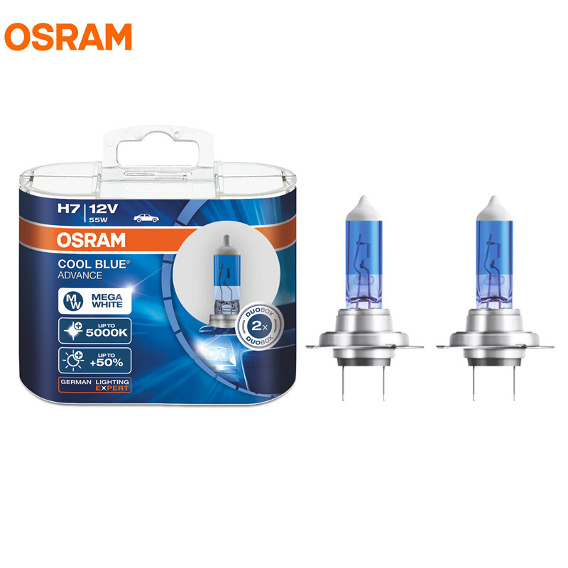 OSRAM H7 12V 55W 5000K 62210CBA PX26d COOL BIRU ADVANCE Xenon Bohlam Halogen Lampu Depan Mobil Hi/lo
