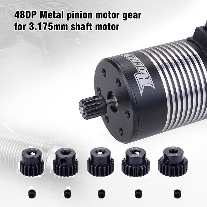 48DP 3.175Mm 12T 13T 14T 15T 16T 17T 18T 19T 20T 22T 24T 25T Roda Gigi Motor Pinion Logam Baja Hitam