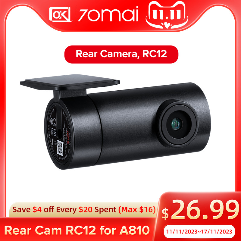 Kamera Belakang 70mai RC12 untuk Kamera Dasbor 70mai 4K A810 DVR Mobil Mendukung Perekaman Parkir