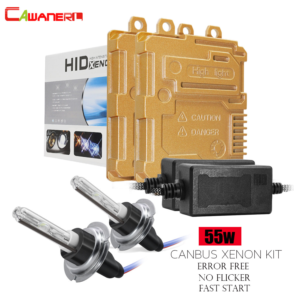Cawanerl 55W Canbus HID Xenon Kit Lampu Tidak Ada Kesalahan Ballast + Bohlam AC Mulai Cepat Lampu De