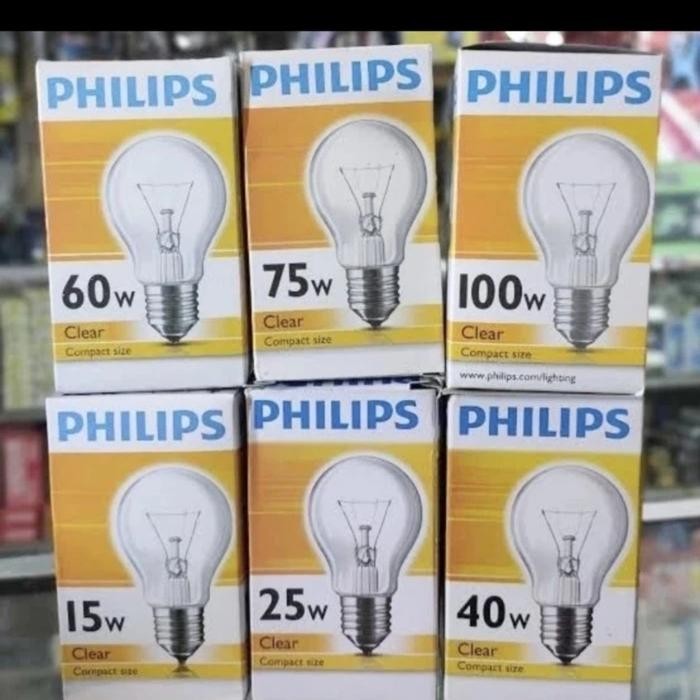 lampu pijar philips 15w 25w 40w 60w 75w 100w bohlam ayam 15 25 40 60 75 100 watt