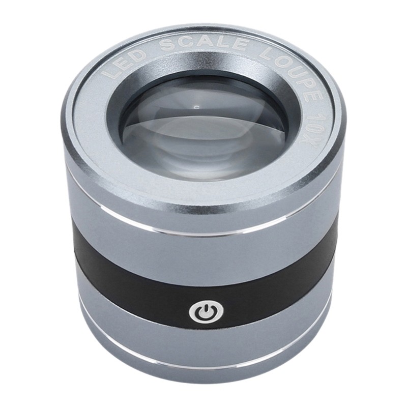 Kaca pembesar logam penuh 10X kaca pembesar lensa pengisi daya USB pembesar skala LED