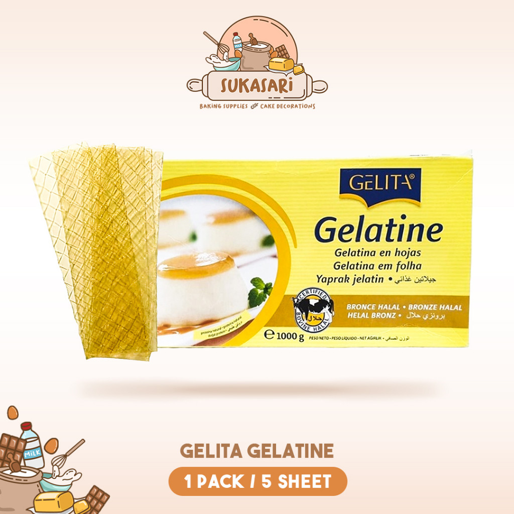 

SANS Sukasari - Gelita Gelatine Sheet 1pack 5 Sheet / Gelatin Lembar Halal untuk Makanan / Gelatin