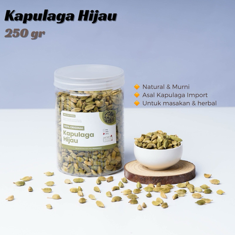 

SANS Kapulaga Hijau 250gr Import Biji Kapol Bumbu Kapul Green Cardamom India Kapolaga Ijo Herbal