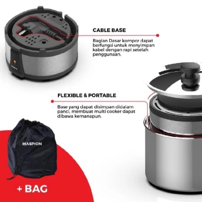 Panci Listrik Travel MASPION MEC-3510 Multi Cooker 1 Liter