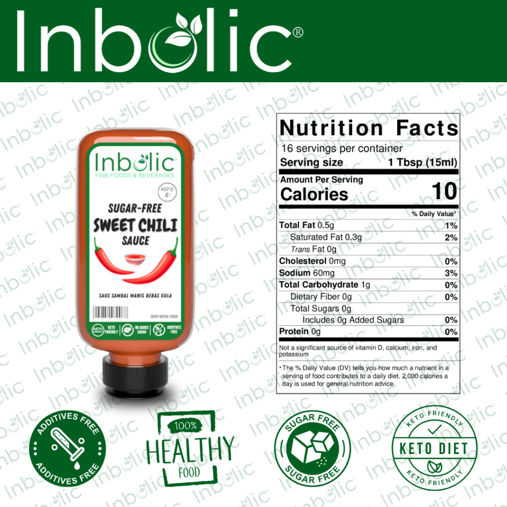 

Inbolic Sugar Free Sweet Chili Sauce Saos Sambal Manis Bebas Gula Sambal Keto Bebas MSG