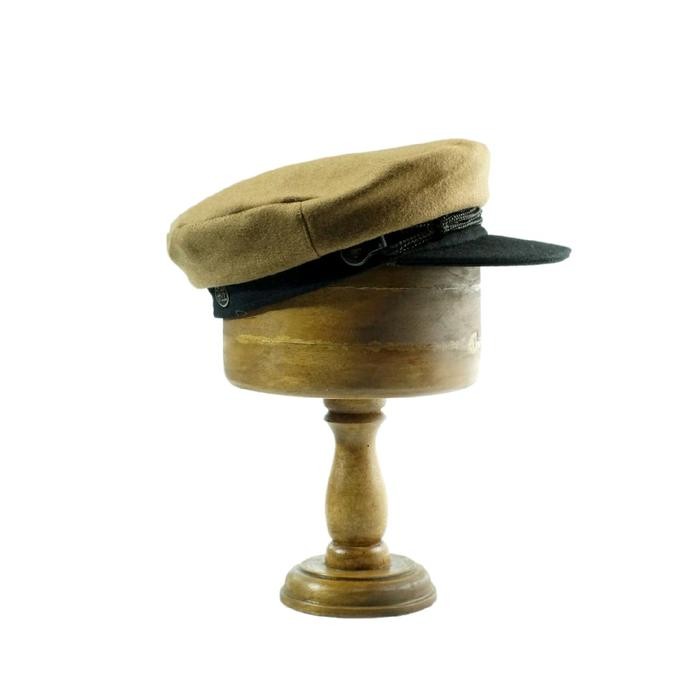 Fiddler hat beige & black wool laken