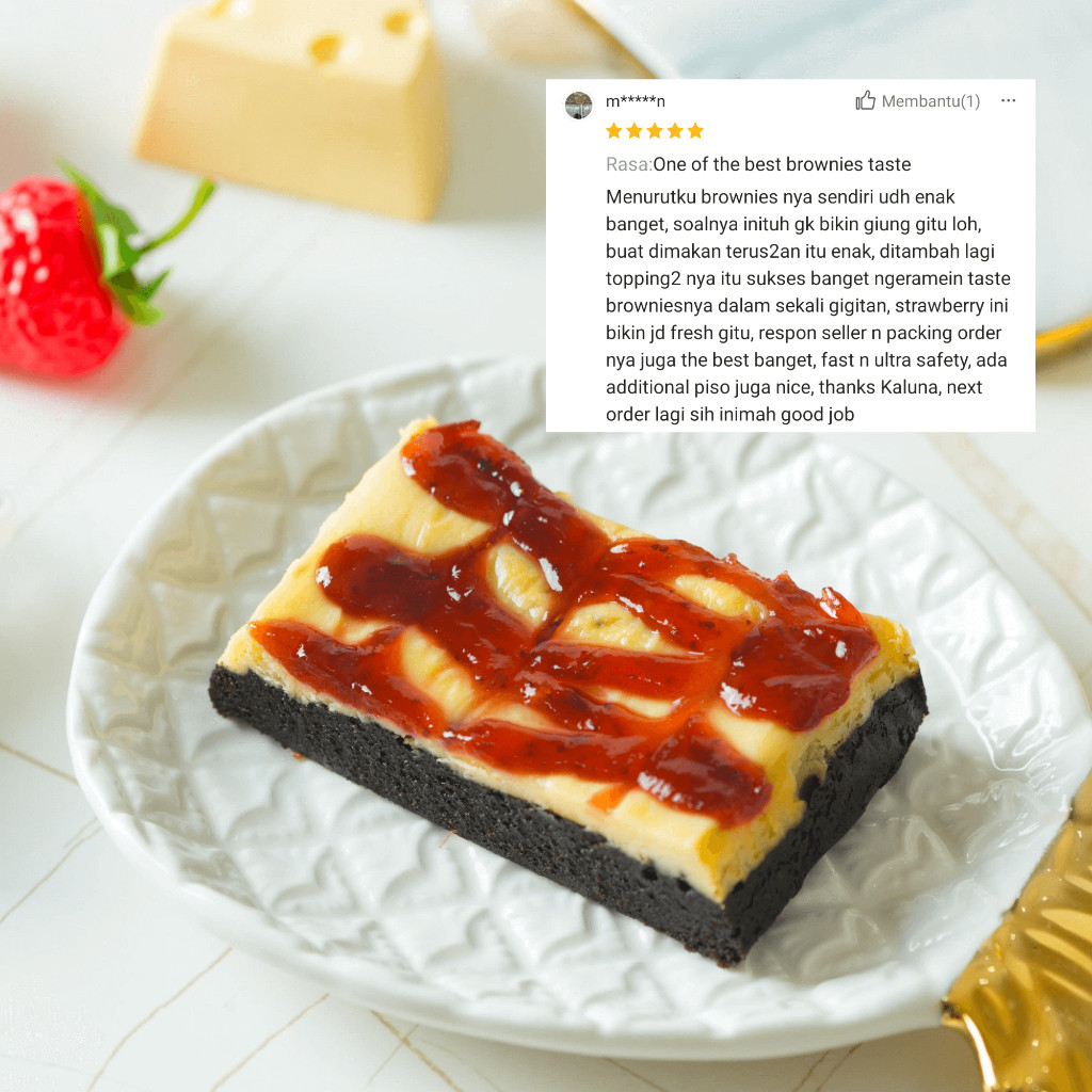 

Kaluna Cakes - Fudgy Brownies Panggang Premium 22x10 - Almond, Marshmallow, Skippy, Cream Cheese