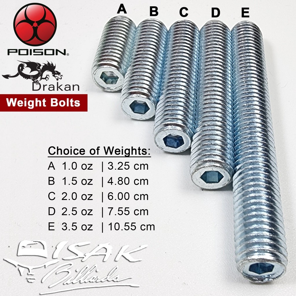 Poison Drakan Weight Bolt - Baut Pemberat Stick Billiard Biliar Poison Cue