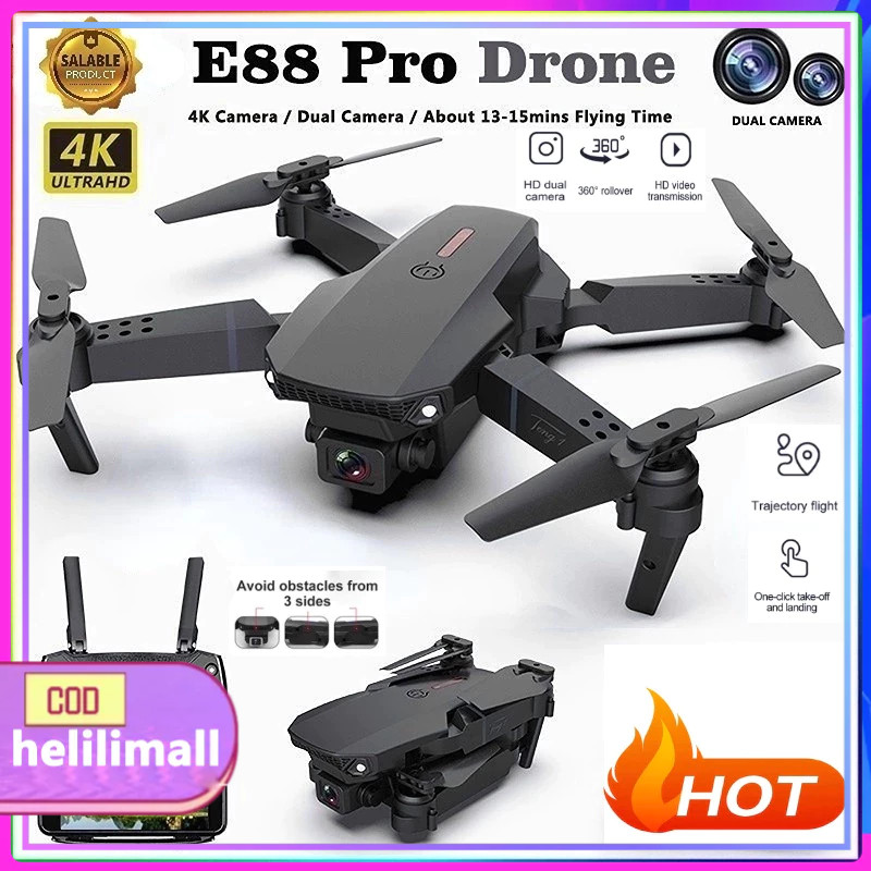 Drone E88pro 4K Ultra HD Foldable Drone Lipat Single Camera