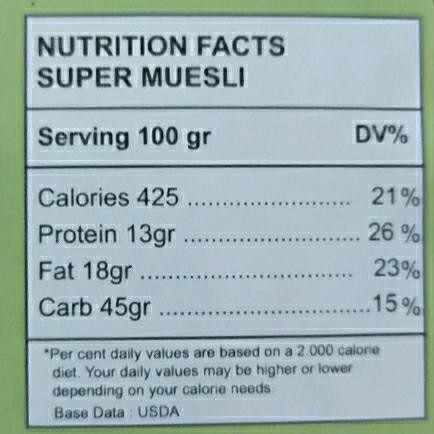 

JTTOP" SUPER MUESLI 250GR - ROLLED OAT, ALMOND, CRANBERRY, PUMPKIN SEED