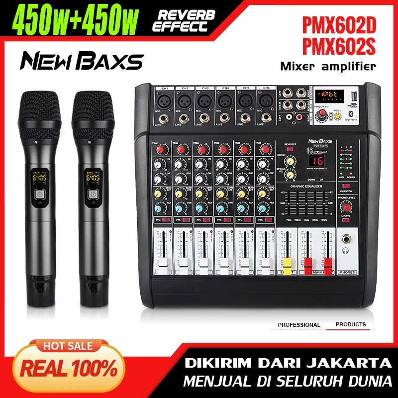 NEW PRODUCT NEW BAXS PMX602D/PMX602S AUDIO PROFESIONAL 6 SALURAN MIXER PENGUATBAWAAN 450 WATT* 2