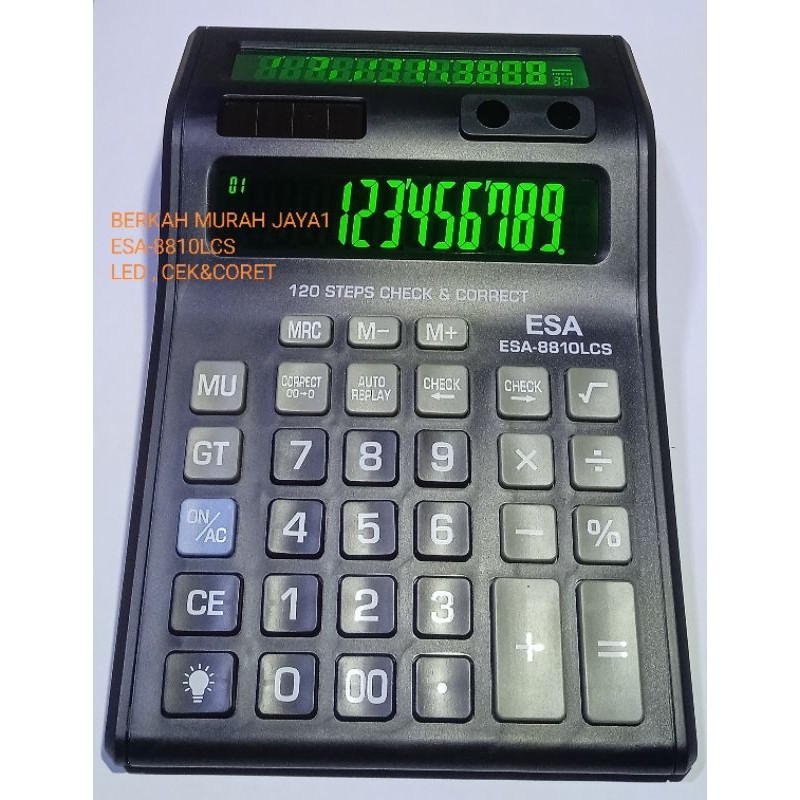

ORIGINAL-KALKULATOR ESA-8810 LCS/DI LENGKAPI DENGAN LAMPU LED CHECK & CORRECT
