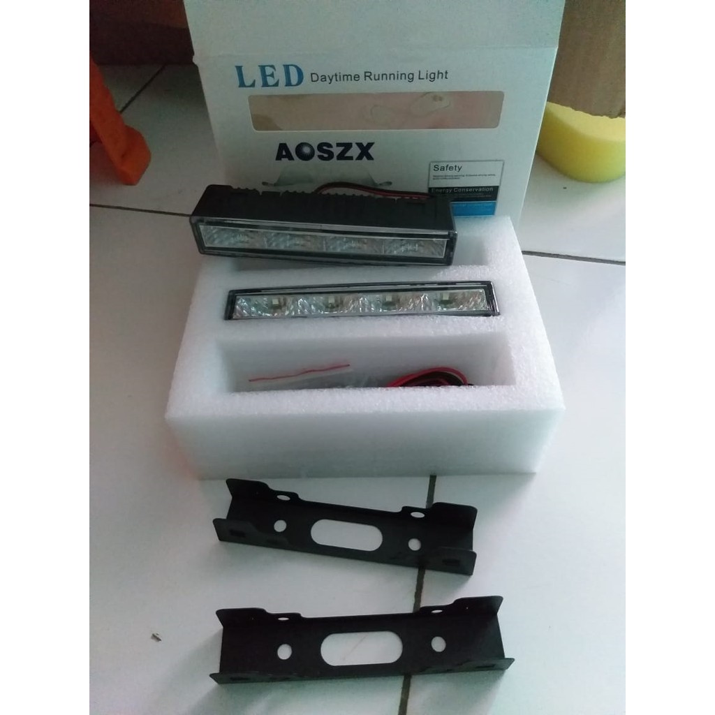 Lampu led bumper drl 4 led model new mobil DRL 4 Titik LED