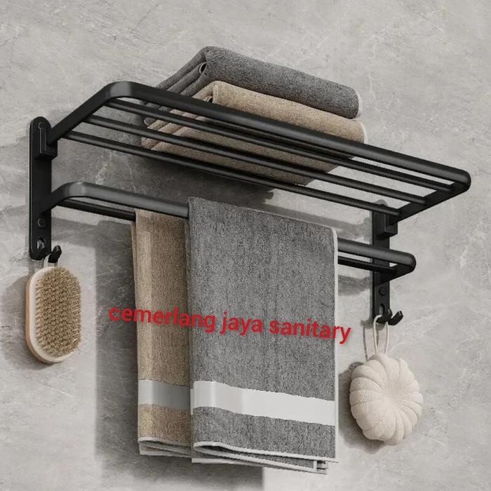 Rak Handuk Kamar Mandi 60 Cm Hitam/Gantungan Handuk Kamar Mandi Black