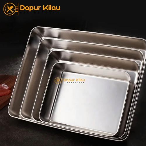 Nampan Stainless Tebal Loyang Persegi Baking Tray tinggi 6 cm