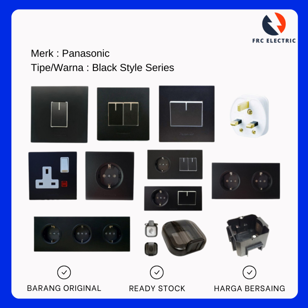 Saklar Panasonic Hitam Style Black Series - Saklar Listrik Style Panasonic - Sakelar Listrik