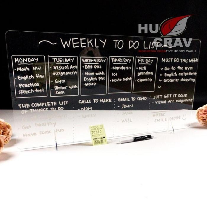 

Papan Tulis Akrilik / Acrylic Note / Planner Board Glosir Akrilik