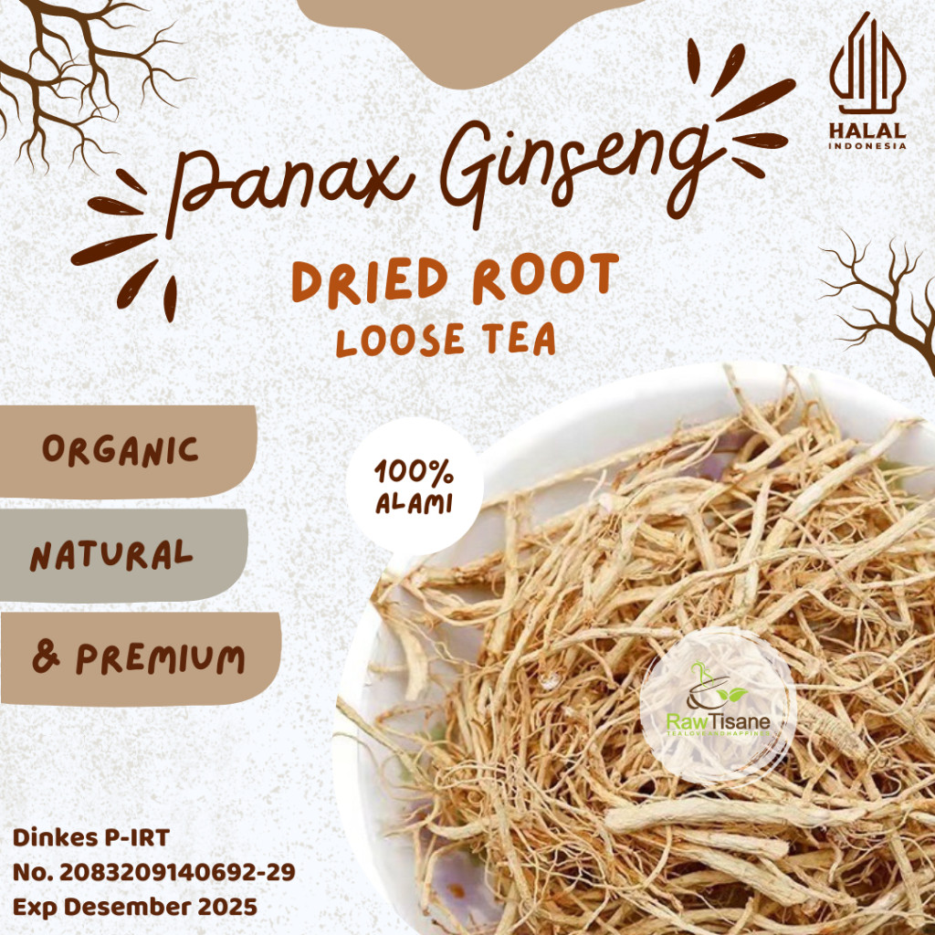 

RAW TISANE Panax Ginseng Tea / Sweet Panax Ginseng Loose Tea / Teh Akar Ginseng Isi 100 Gram