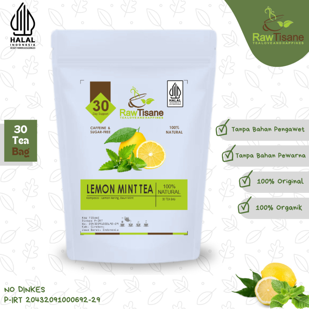 

RAW TISANE Lemon Mint Tea : Teh Buah Lemon & Daun Mint Isi 30 Tea Bag