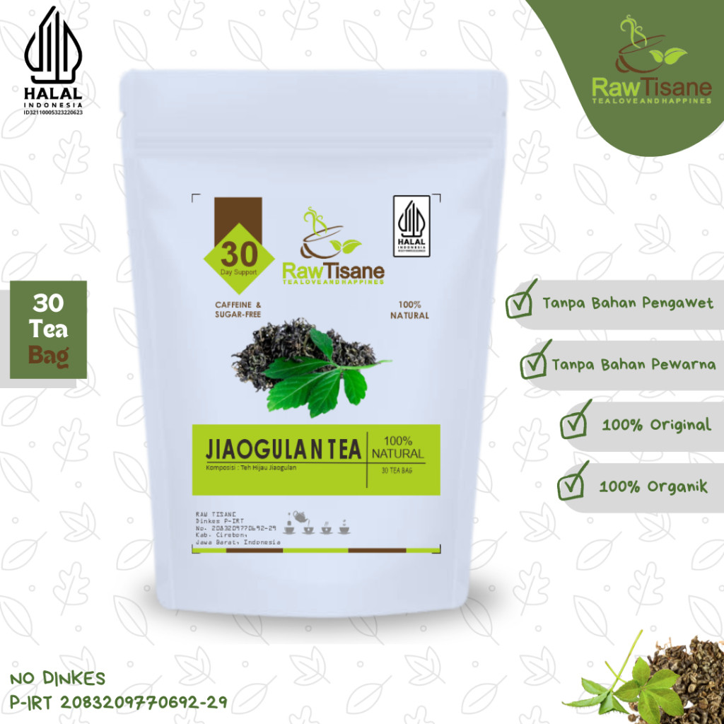 

RAW TISANE Jiaogulan Tea : Teh Hijau Jiaogulan Isi 30 Tea Bag