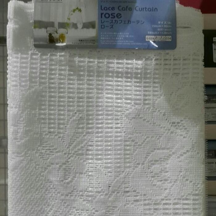 Daiso Cafe Window Lace Curtain Tirai Jendela Toko Gordyn Renda