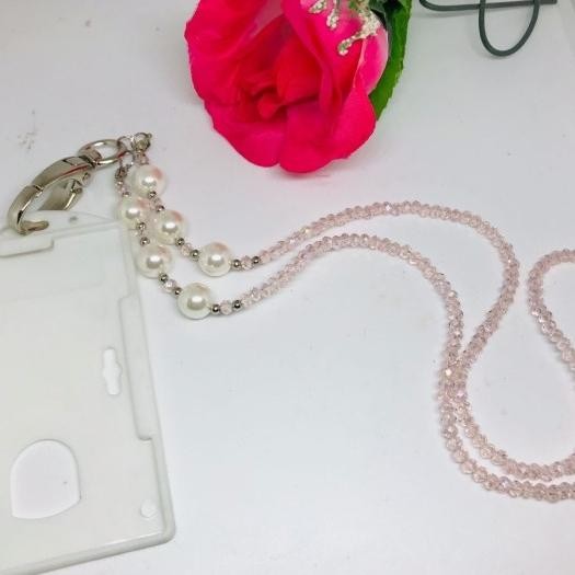 

Lanyard Strap Tali Kalung Kartu ID Card Name Tag Kristal x Mutiara